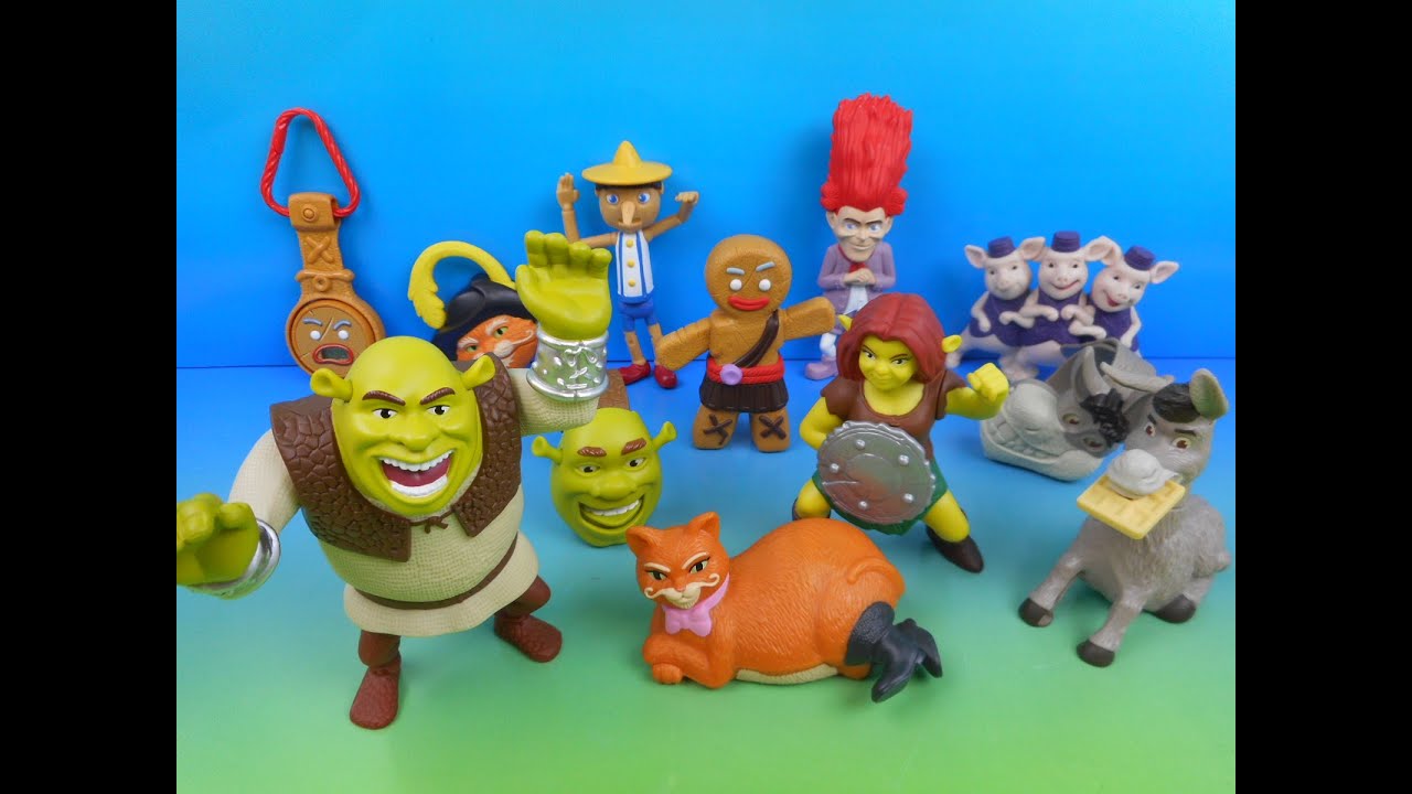 2010 SHREK FOREVER AFTER BOXED SET OF 12 McDONALD'S HAPPY MEAL MOVIE TOYS VIDEO REVIEW