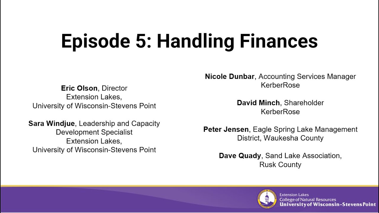 Monthly Wisconsin Lake Org Chat #5: Handling Finances