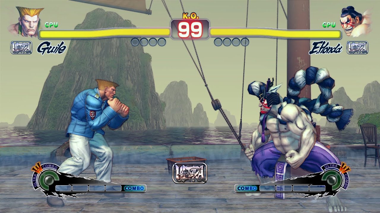 Гайл против Э. Хонды в Street Fighter 4!