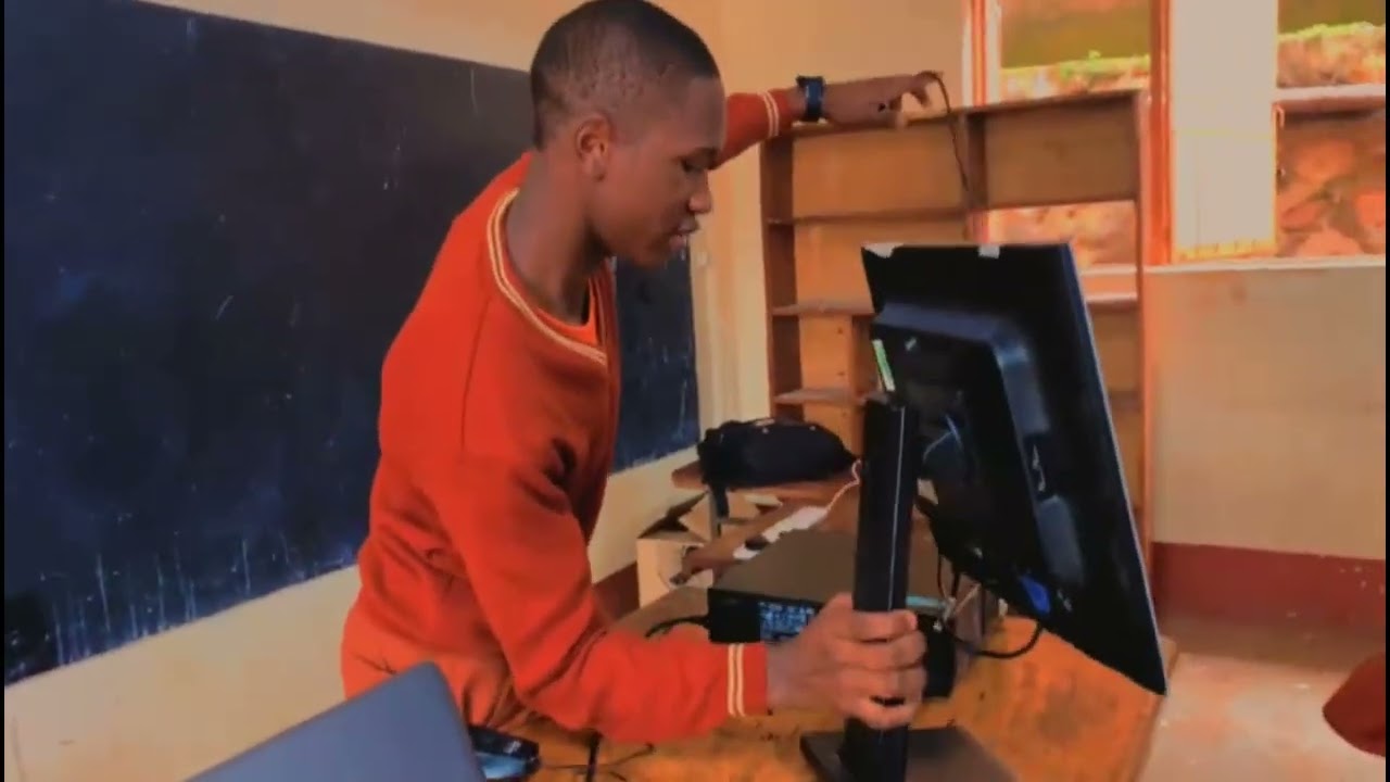 Computer peripheral setup or device connection.