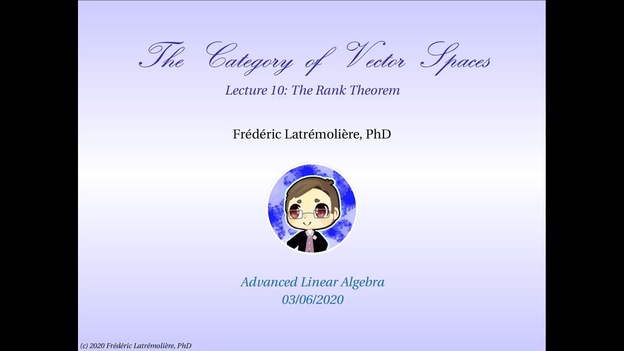 The Category of Vector Spaces: The Rank Theorem