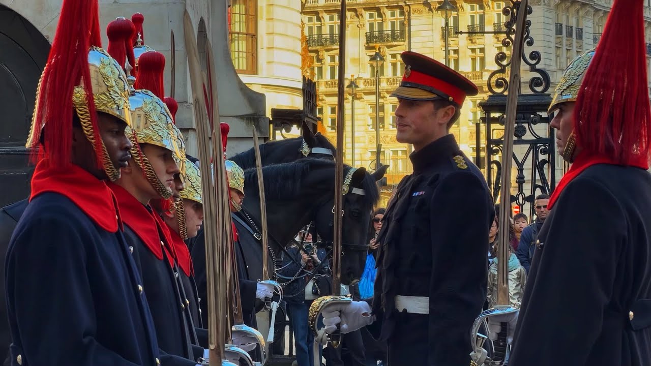 Officer Conducts Inspection of the Household Cavalry at Horse Guards | London📍