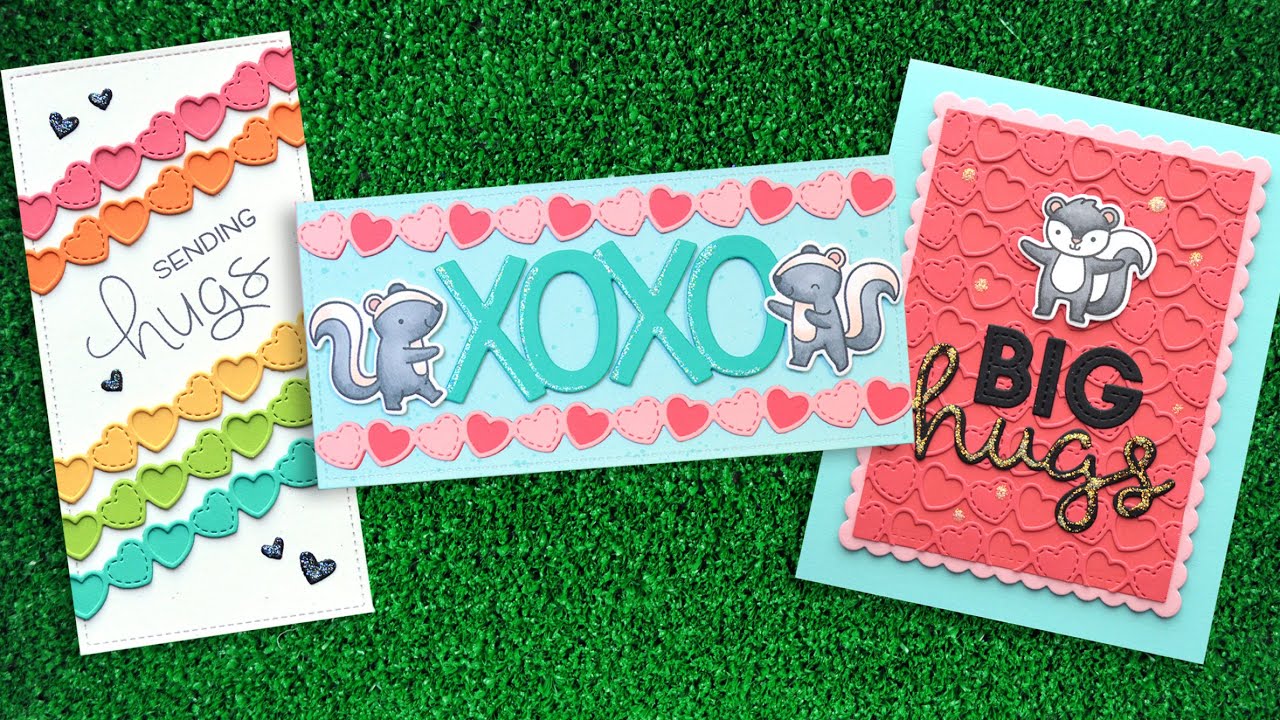 Intro to Valentine Hearts Border + 3 cards from start to finish