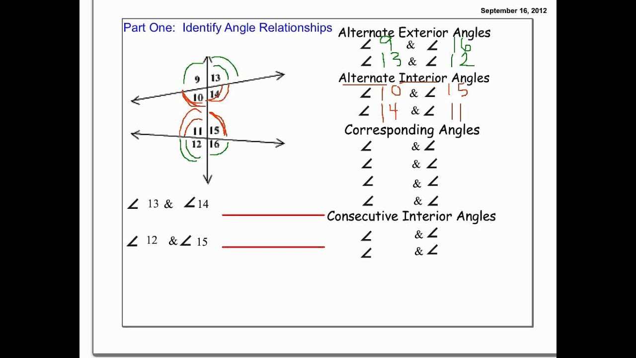 Identify Angle Relationships