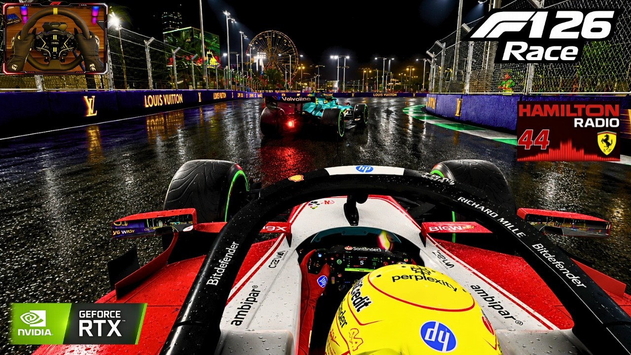 F1 26 DLC Saudi Arabian GP - Lewis Hamilton's Ferrari SF26 | Steering Wheel Gameplay 100% Race 4K