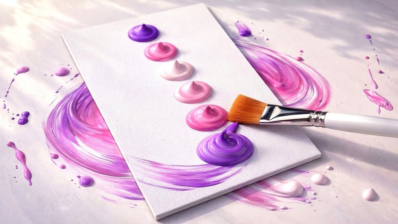 Wie man einen lila Sonnenuntergang malt – Einfache Acrylmalerei für Anfänger, Schritt für Schritt