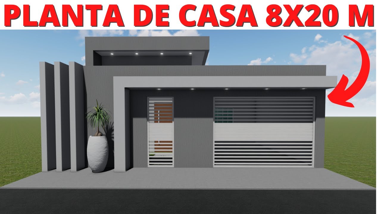 PLANTA DE CASA COM 03 QUARTOS E PISCINA - 8X20 METROS!