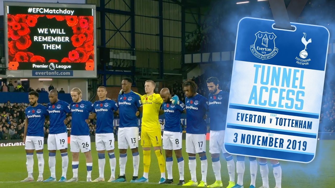 MOVING REMEMBRANCE TRIBUTE AT GOODISON | TUNNEL ACCESS: EVERTON V TOTTENHAM