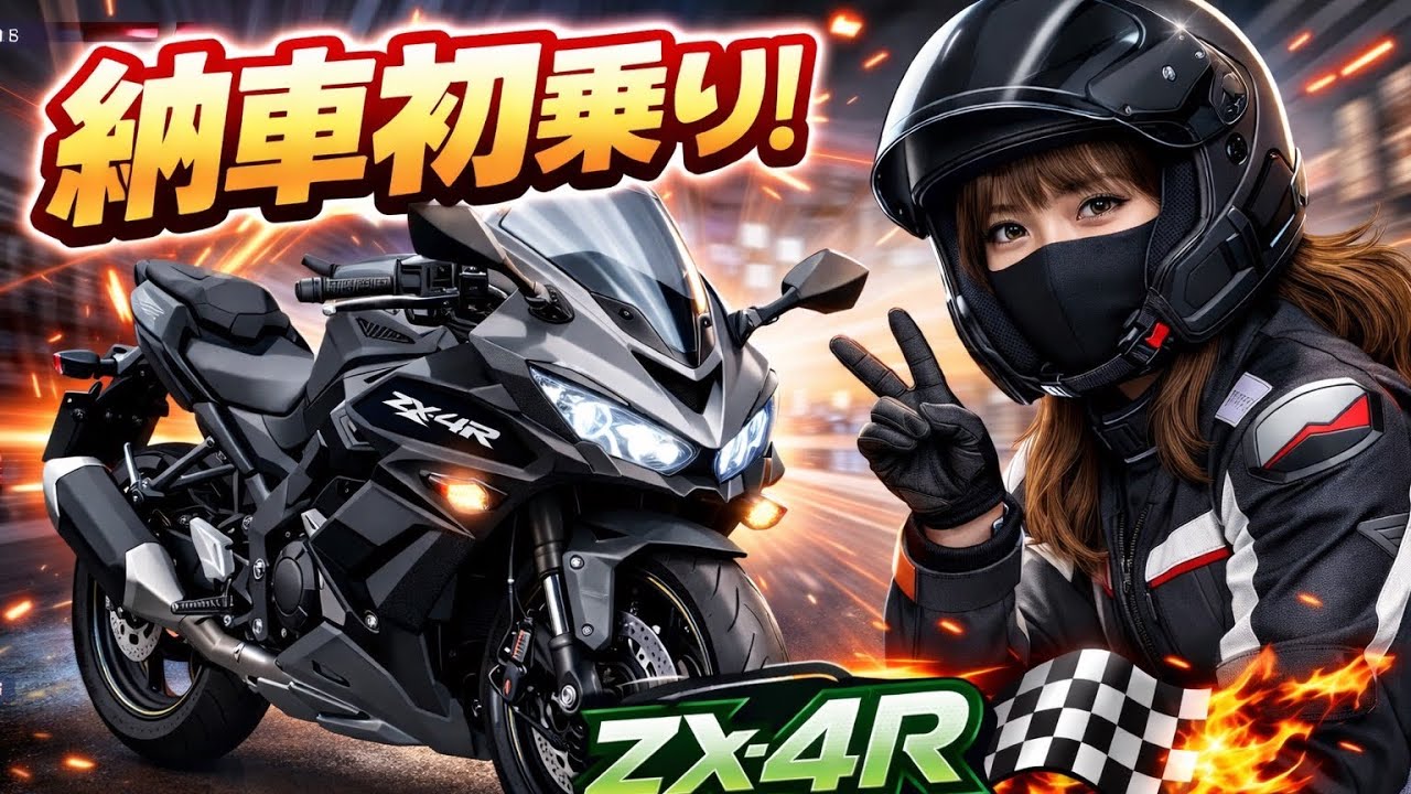 【納車】ZX-4R （2026年式）バイク女子初乗り！