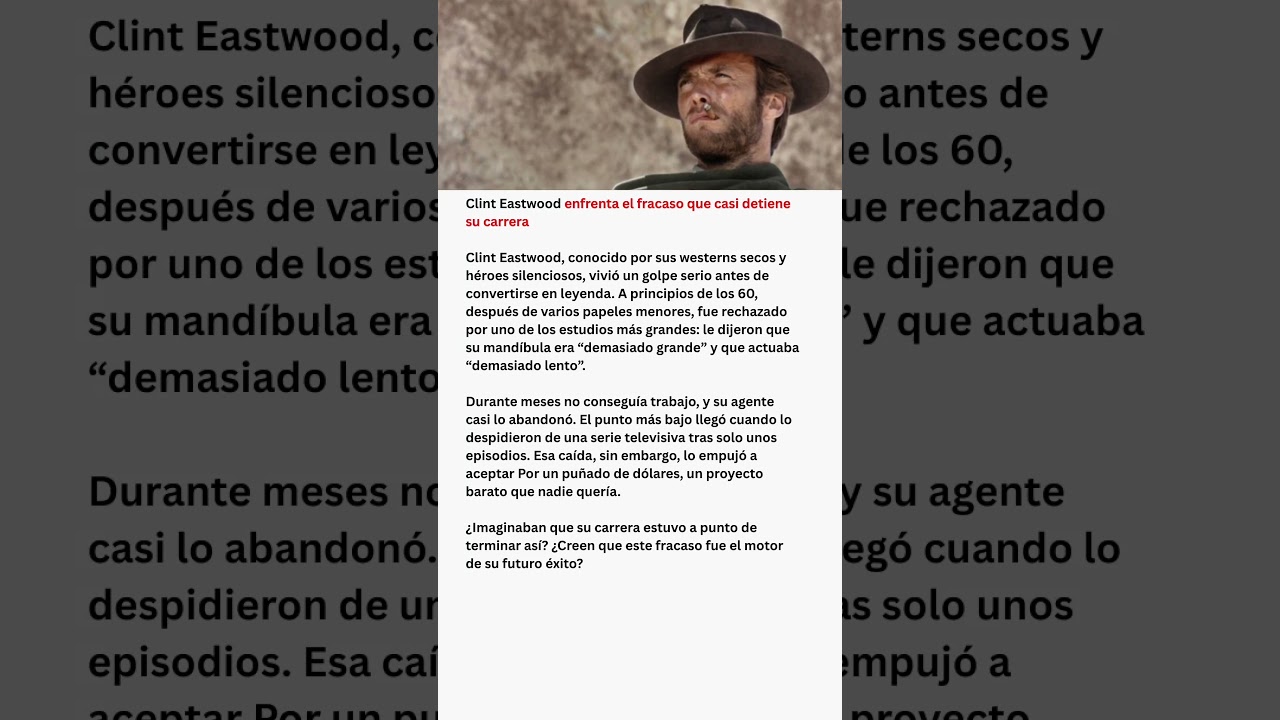 Clint Eastwood enfrenta el fracaso que casi detiene su carrera
