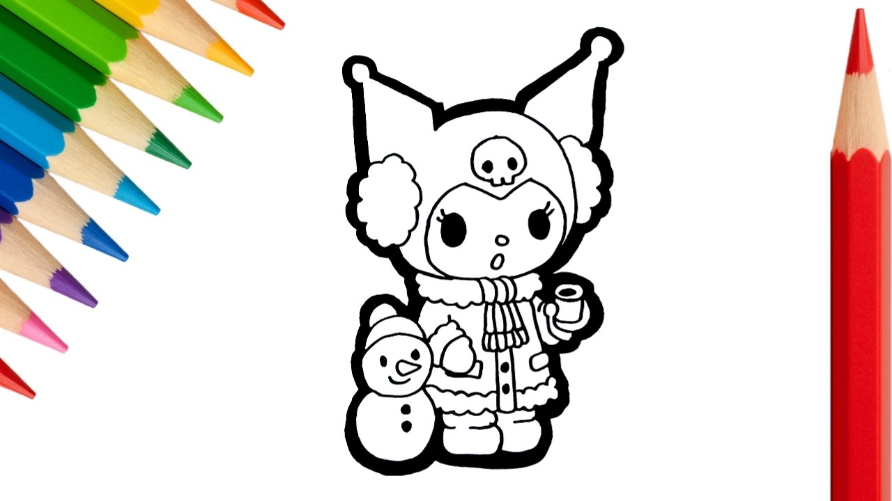 Vẽ Và Tô Màu Kuromi Với Người Tuyết Dễ Thương | Kinder Bé Tô Màu