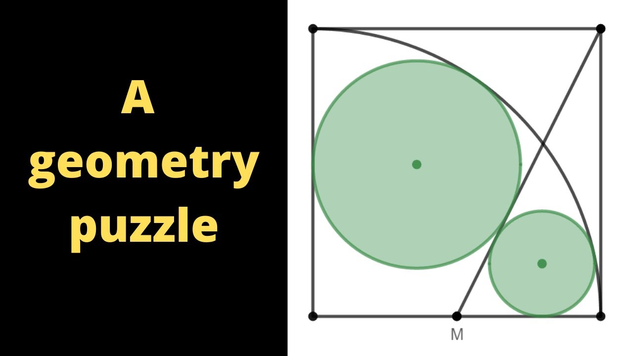 Two circles inscribed in a unit square. A geometry puzzle.