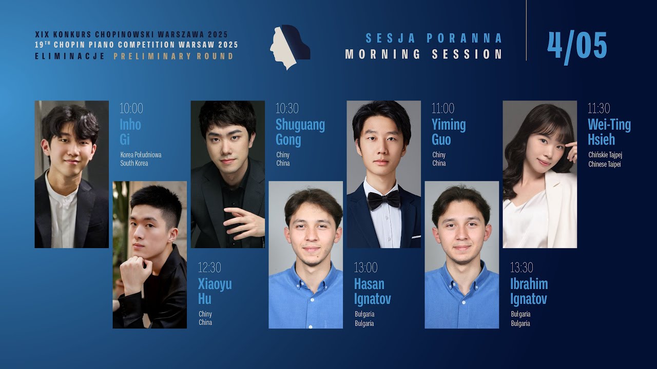 The 19th International Fryderyk Chopin Piano Competition (preliminary round) 1st session, 4.05.2025