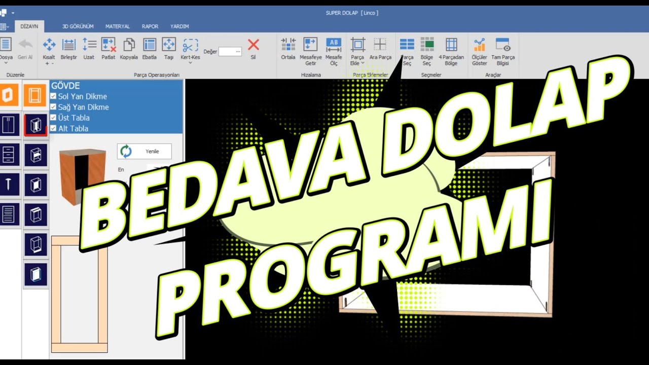 BİLGİSAYARA &Uuml;CRETSİZ CNC DOLAP İMALAT &Uuml;RETİM PROGRAMI YAZILIMI BEDAVA