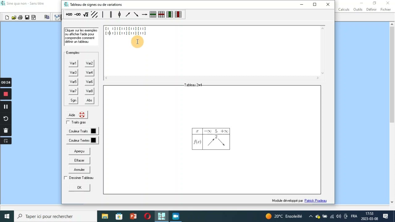 جدول تغيرات دالة سنة أولى ثانوي