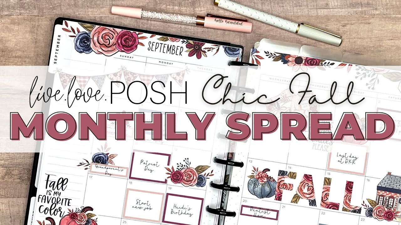 PLAN WITH ME - CLASSIC HAPPY PLANNER - SEPTEMBER MONTHLY SPREAD LIVE LOVE POSH CHIC FALL
