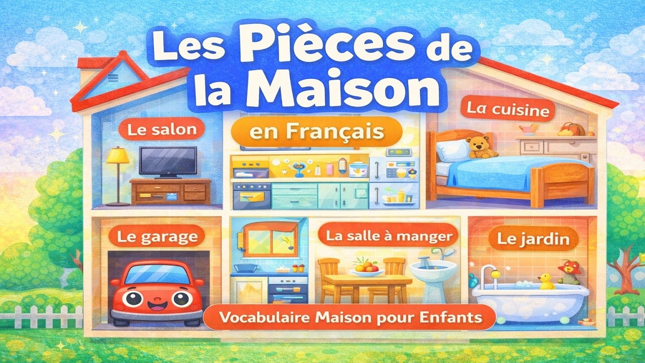 Les Pièces de la Maison en Français 🏠 | Vocabulaire Maison pour Enfants | Français Maternelle