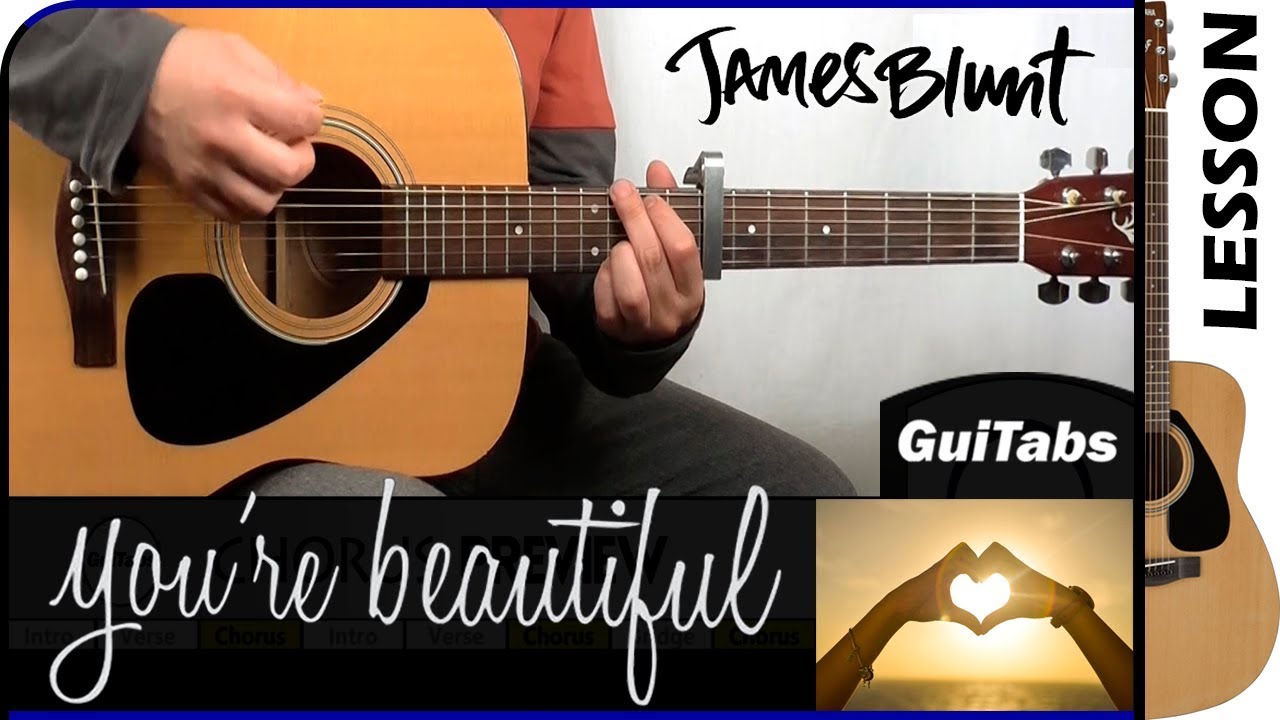 How to play YOU'RE BEAUTIFUL 😍 - James Blunt / GUITAR Lesson 🎸 / GuiTabs N°149