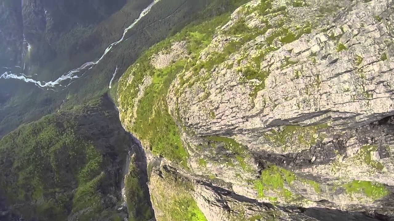 POV wingsuit flying over Jostedalsbreen National Park