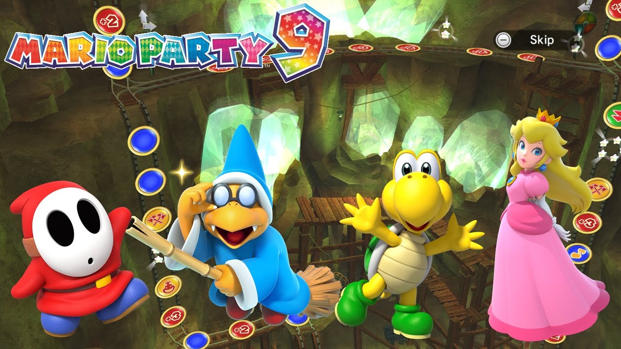 Mario Party 9 - Shy Guy vs Kamek vs Koopa Troopa vs Peach - Magma Mine