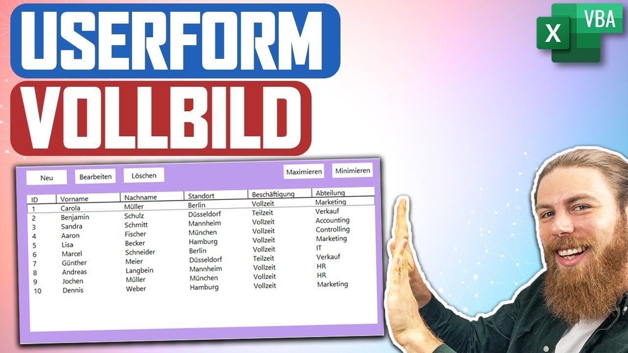 Userform Vollbild | Excel VBA