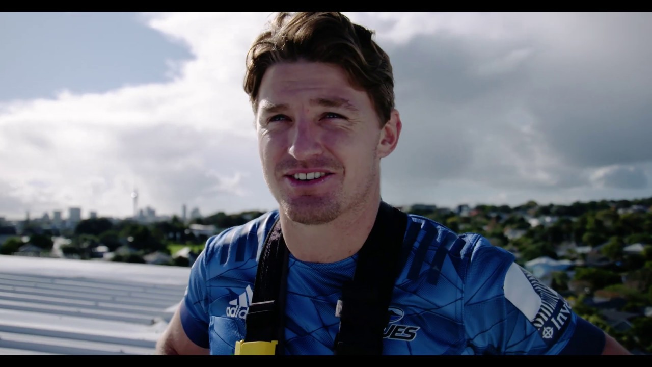 Beauden Barrett kicking off Eden Park's roof