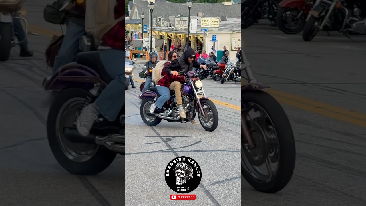 Man And Girlfriend Fail Burnout With Harley Davidson Dyna At Laconia Motorcycle Week 2025