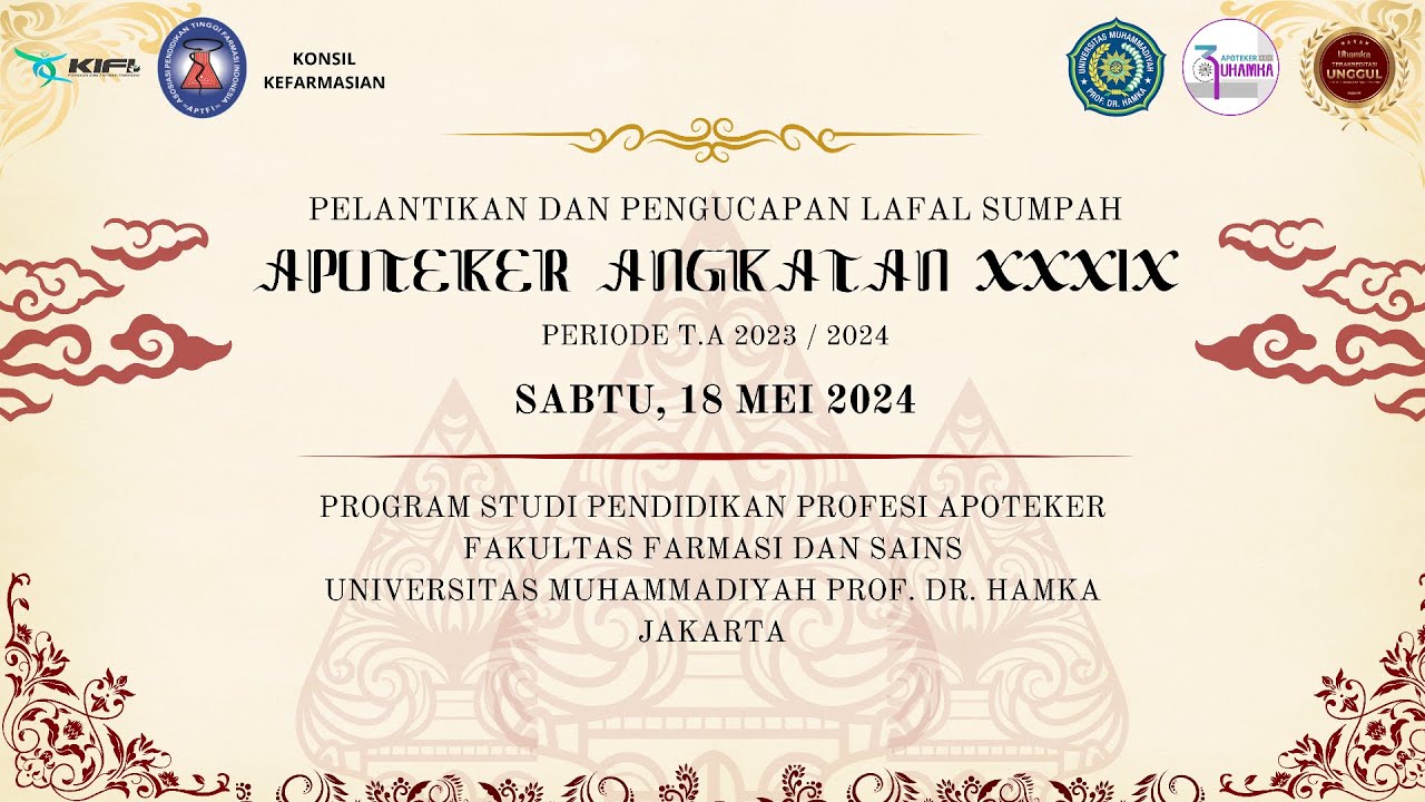 Pelantikan dan Pengucapan Lafal Sumpah Apoteker Angkatan XXXIX