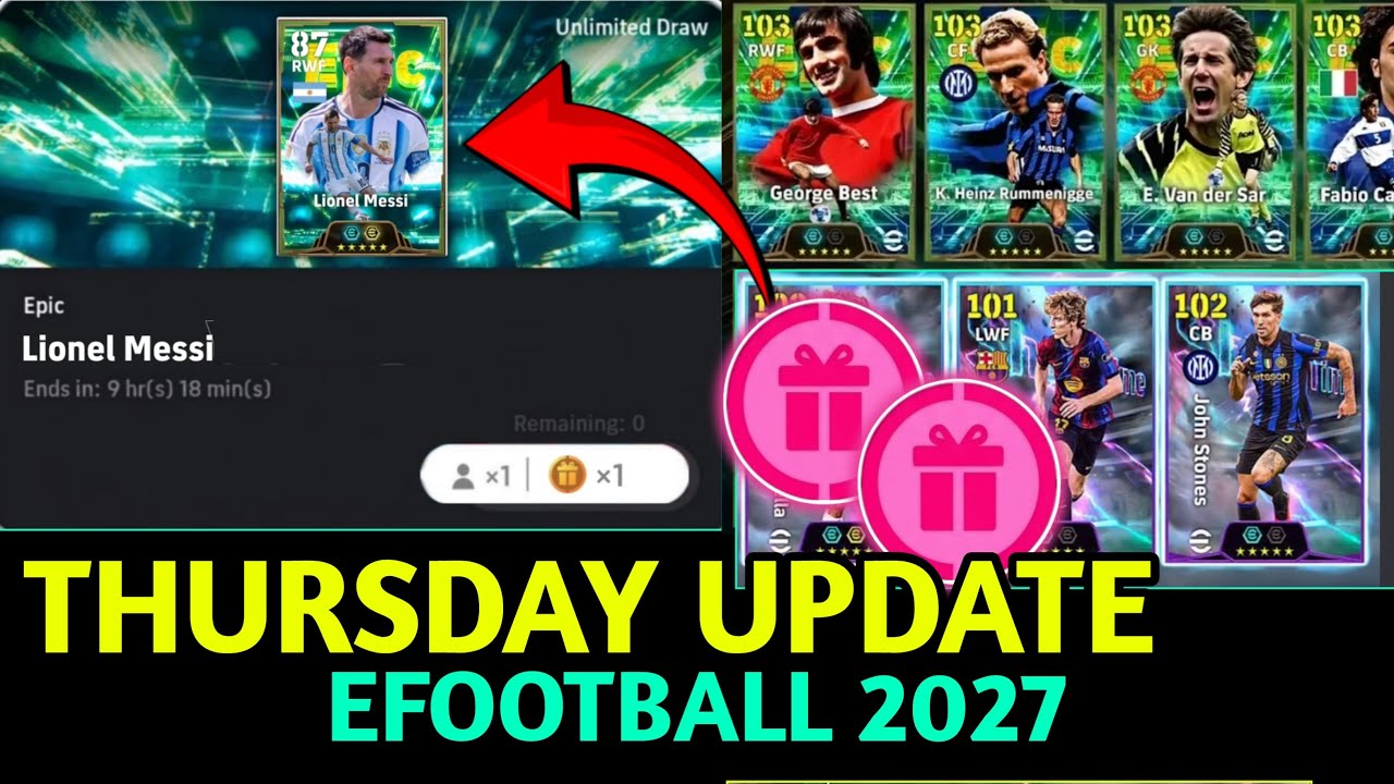 Что ждет нас в этот четверг в eFootball 2027? 👀 Бесплатный Месси, PFA TOTY и новые эпические карты?