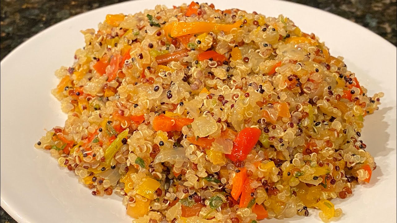 Quinoa tricolor con pimientos