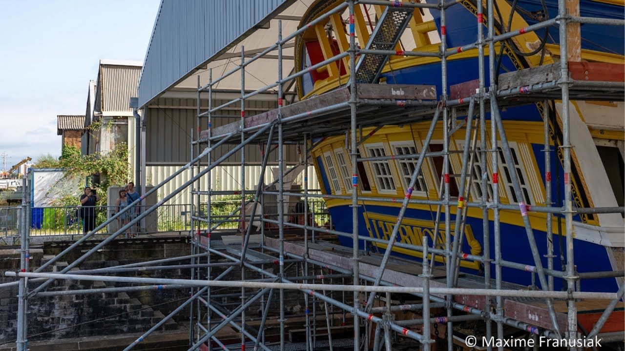 Point technique sur le Grand Carénage de L'Hermione