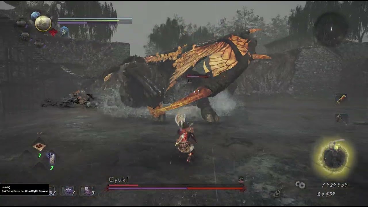Nioh 2 Vs Gyuki Boss fight Revenge Axe
