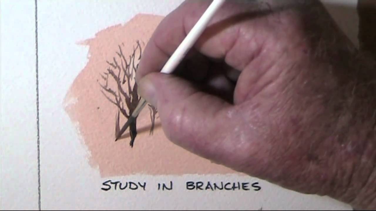 Как рисовать ветки и прутья деревьев акварелью от Денниса Кларка