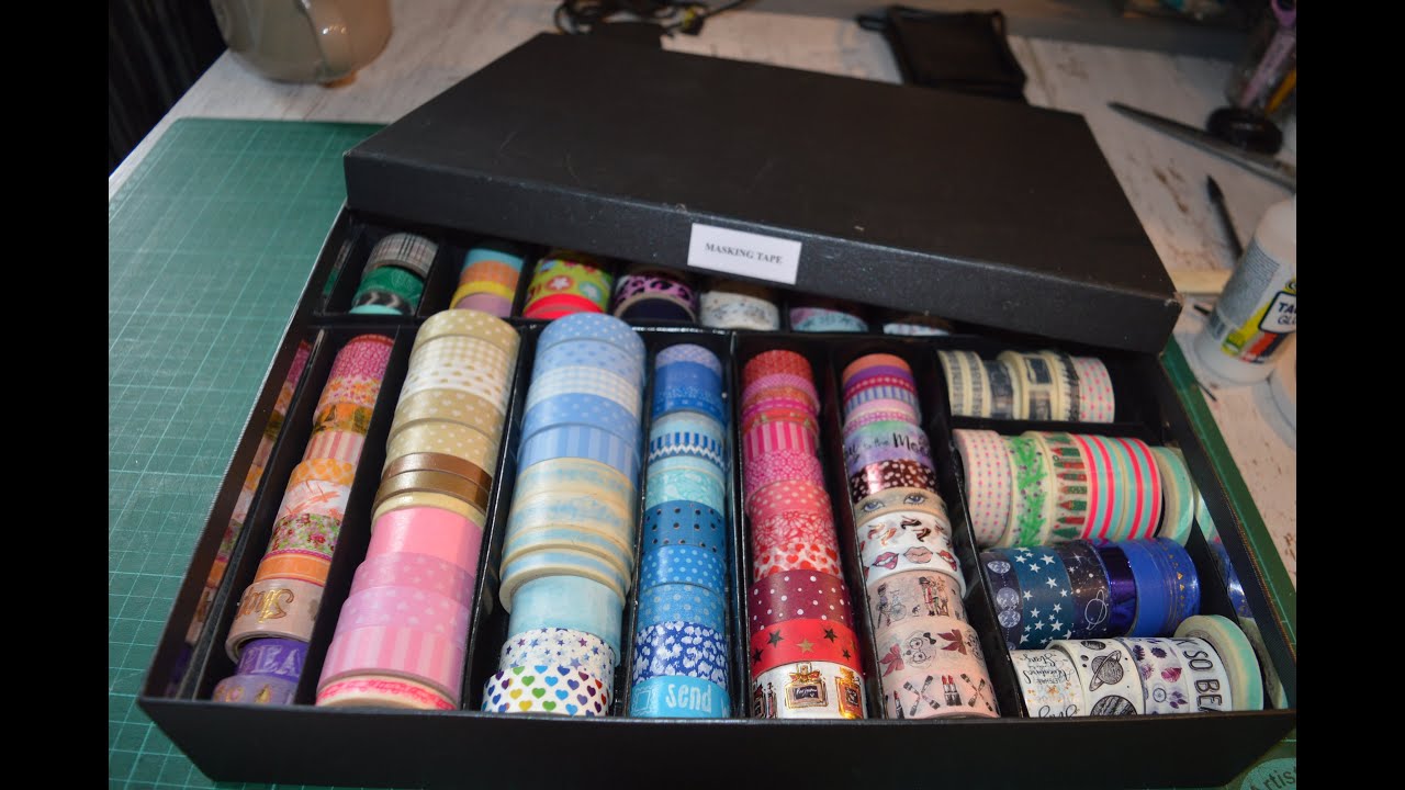 Tuto rangement facile pour masking tape dans une boite de Récup
