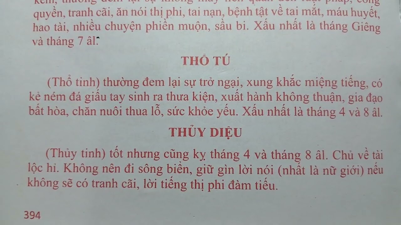Ảnh hưởng của từng Sao đến mệnh chủ