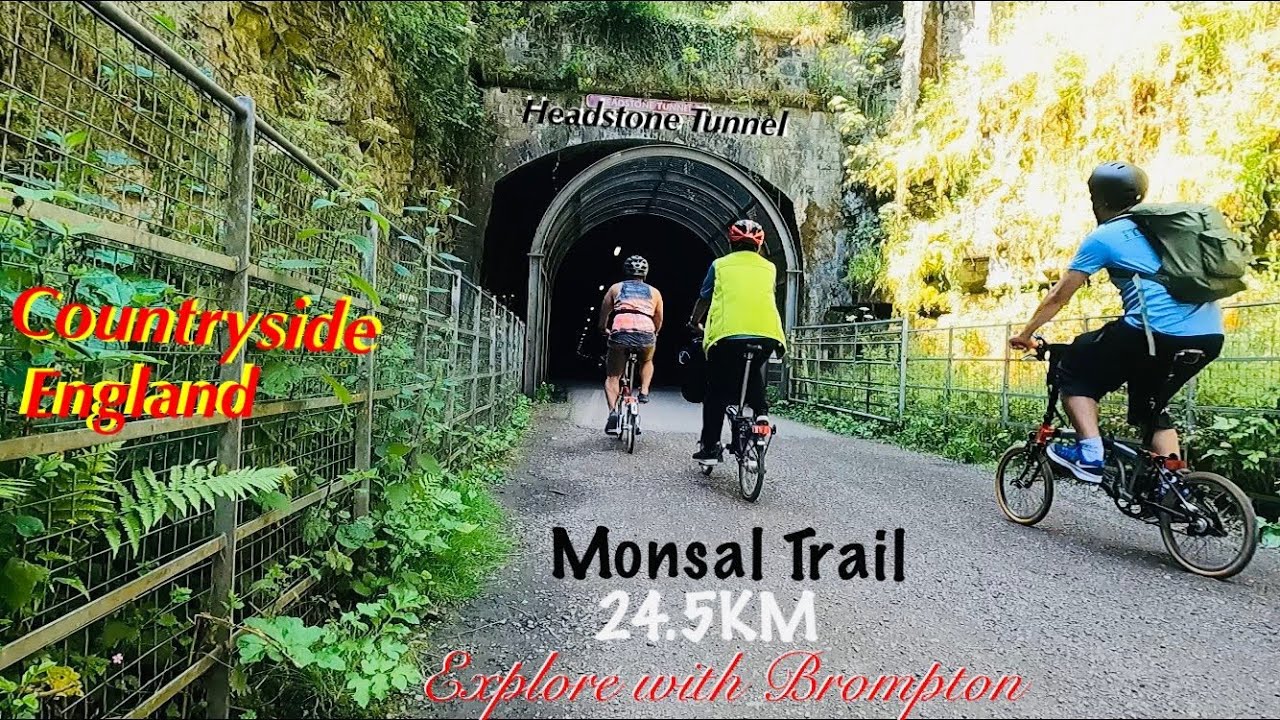Brompton bike Trio touring Matlock Bath village to Monsal trail. England