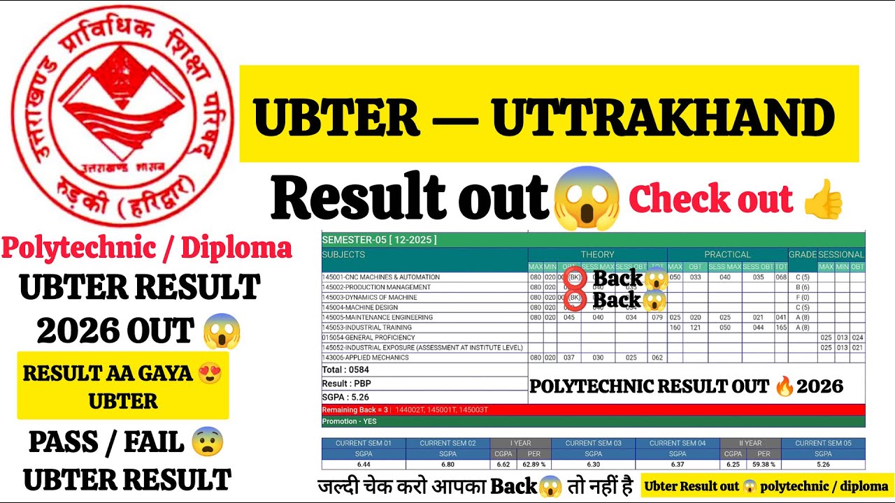 UBTER Polytechnic Result 2026 OUT 🔥 | Uttarakhand Diploma Result Kaise Check Kare | All Sem Result