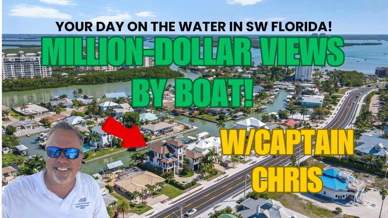 Florida waterfront real estate tour. Luxury Canal Homes for sale by Boat. Touring Waterfront Homes
