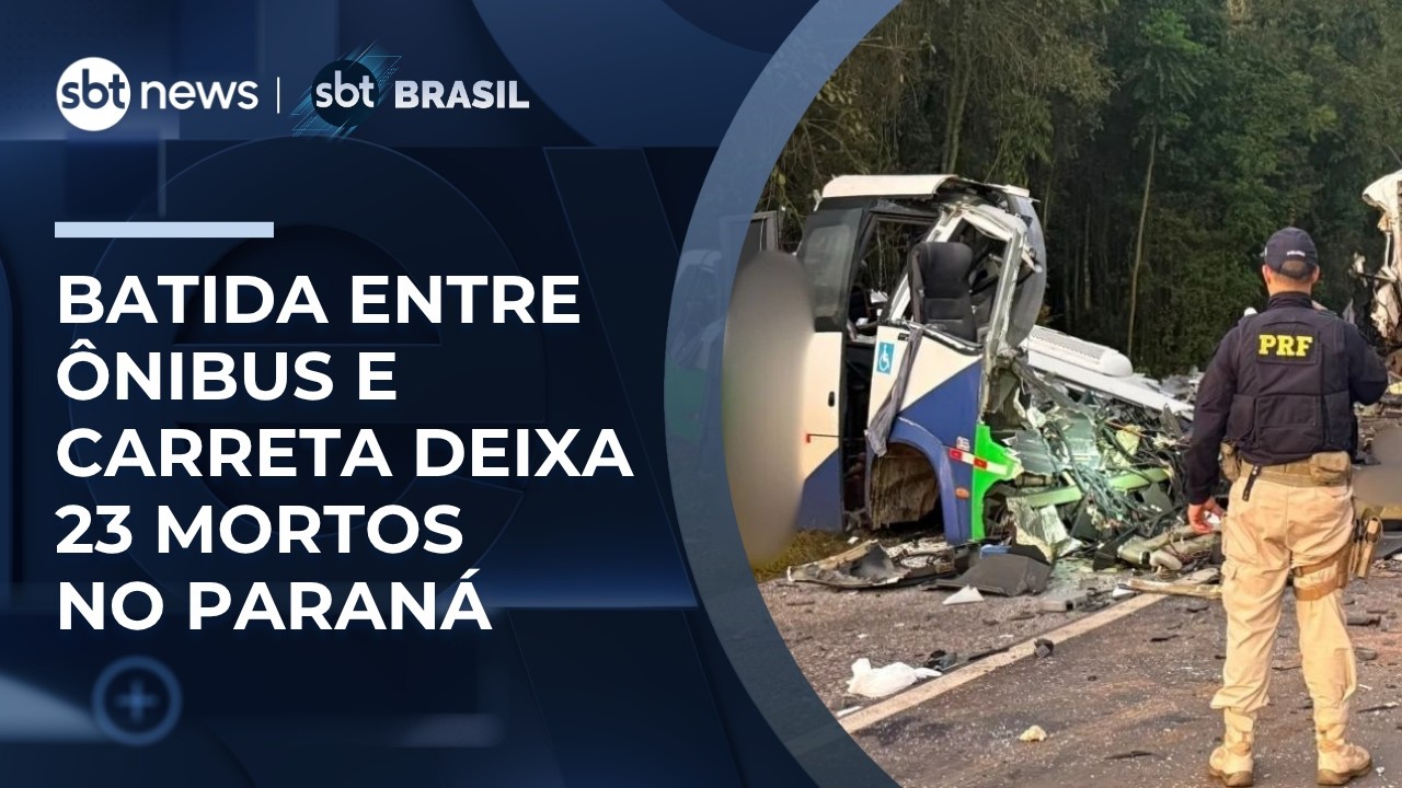 Acidente grave entre micro-&ocirc;nibus e carreta deixa 23 mortos no interior do Paran&aacute; | #SBTBrasil