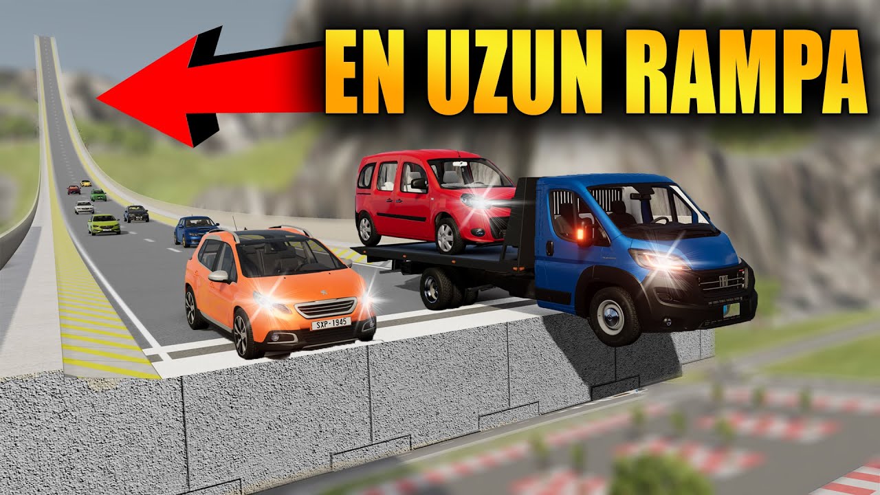 EN UZUN RAMPADAN ATLADIM YENİ TUZAKLAR EKLENDİ :D ,  ARABALARA TUZAK KURDUM // BeamNG.drive