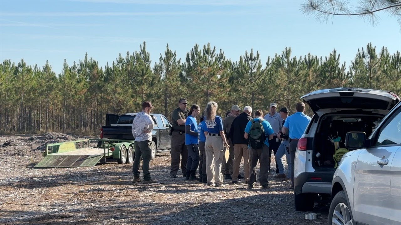 Search crews look for Ian Rogers in the area where his truck was found