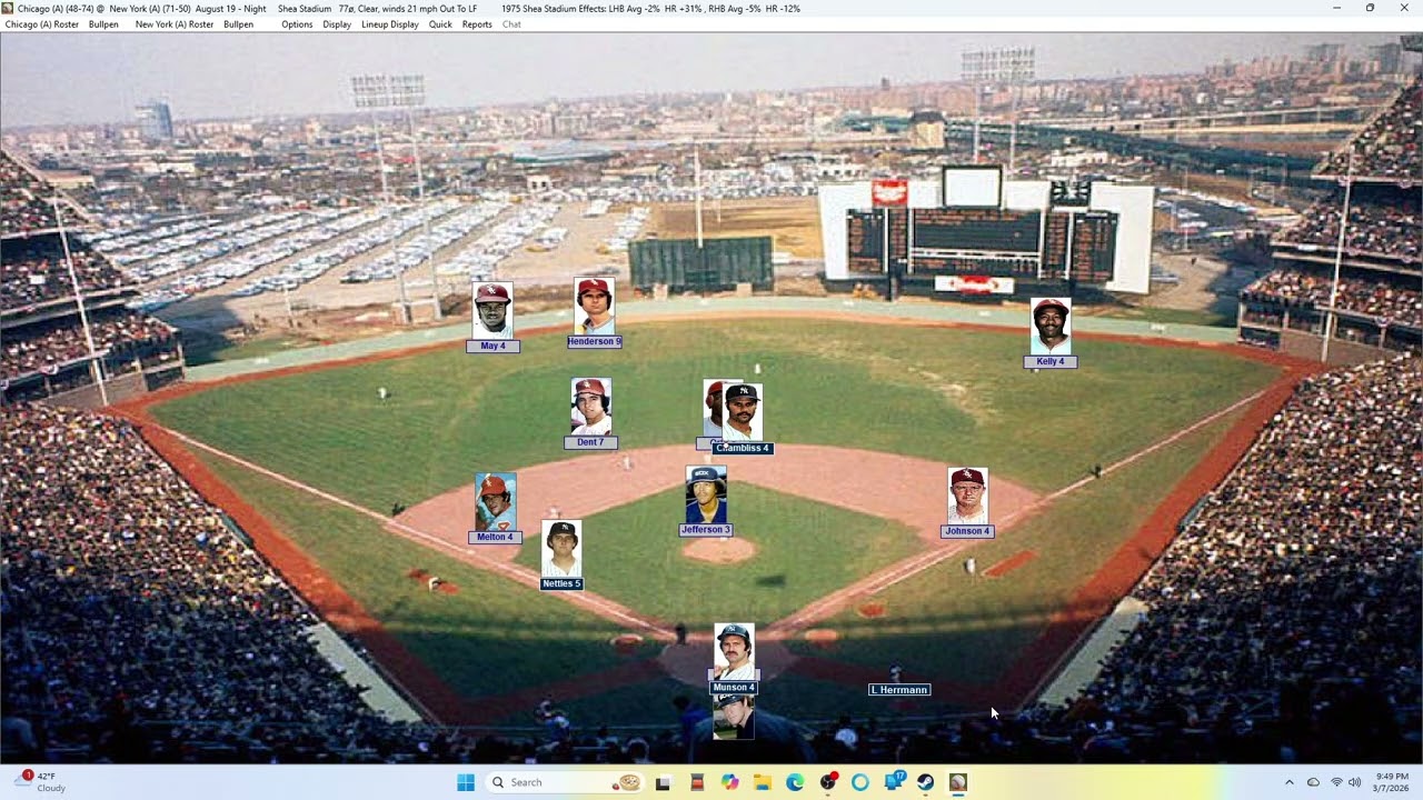 Action PC Baseball 8-19-75 Chicago W at New York Y