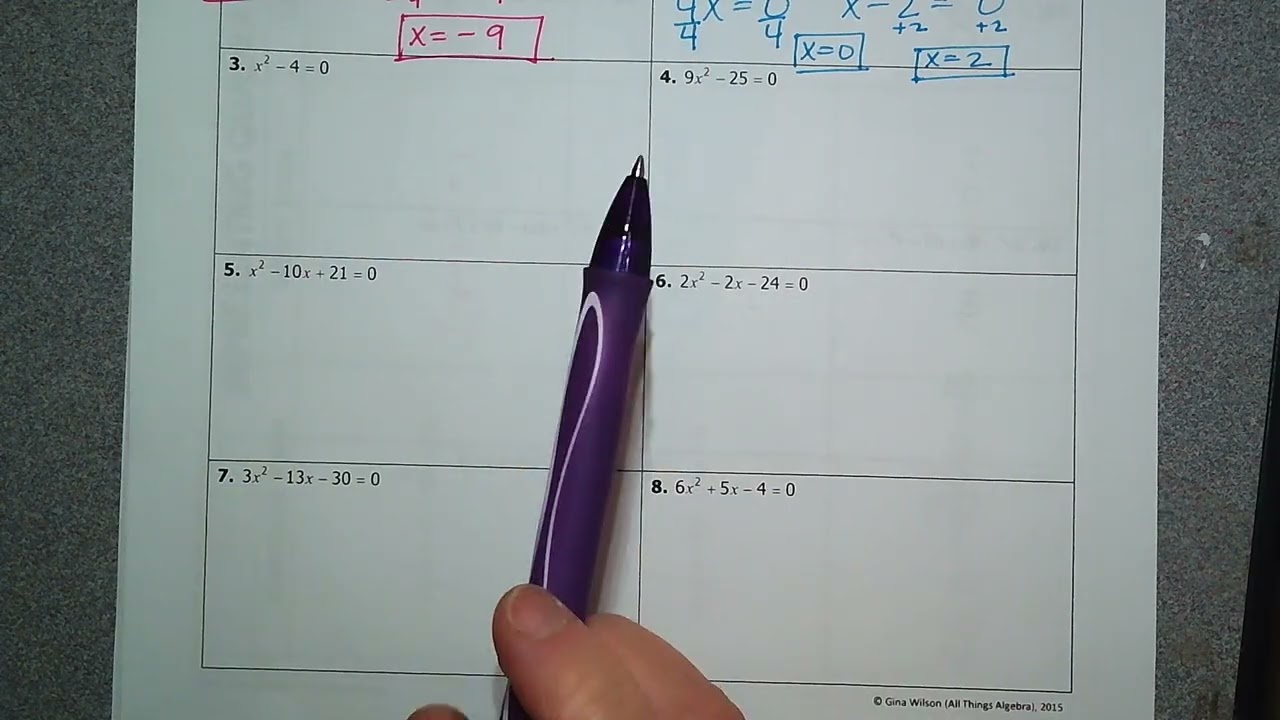 Notes on Solving a Quadratic by factoring