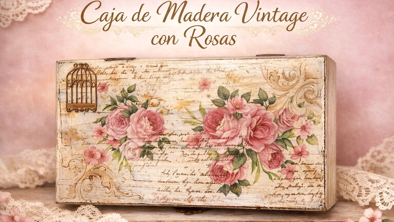 Винтажная деревянная шкатулка с розами #diyamparocreativa #decoupage