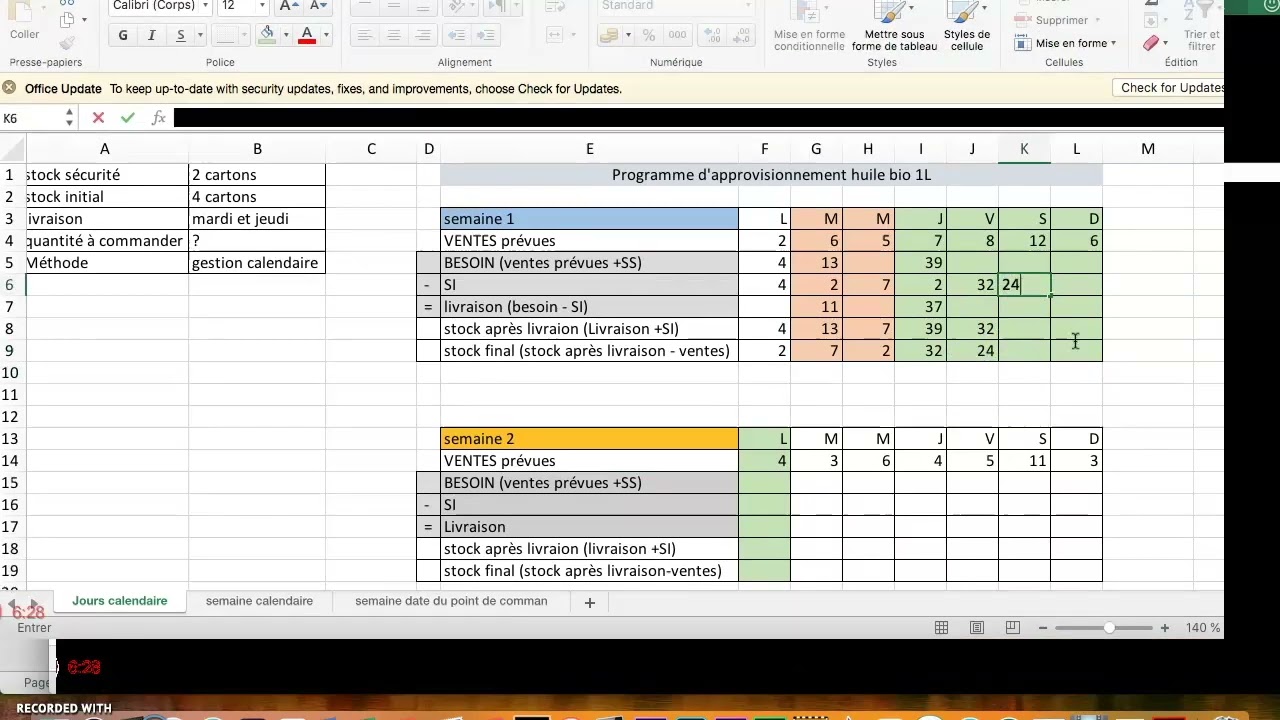 Gestion op&eacute;rationnelle BTS MCO, Chap 3.1 : Programme d'approvisionnement (gestion calendaire)