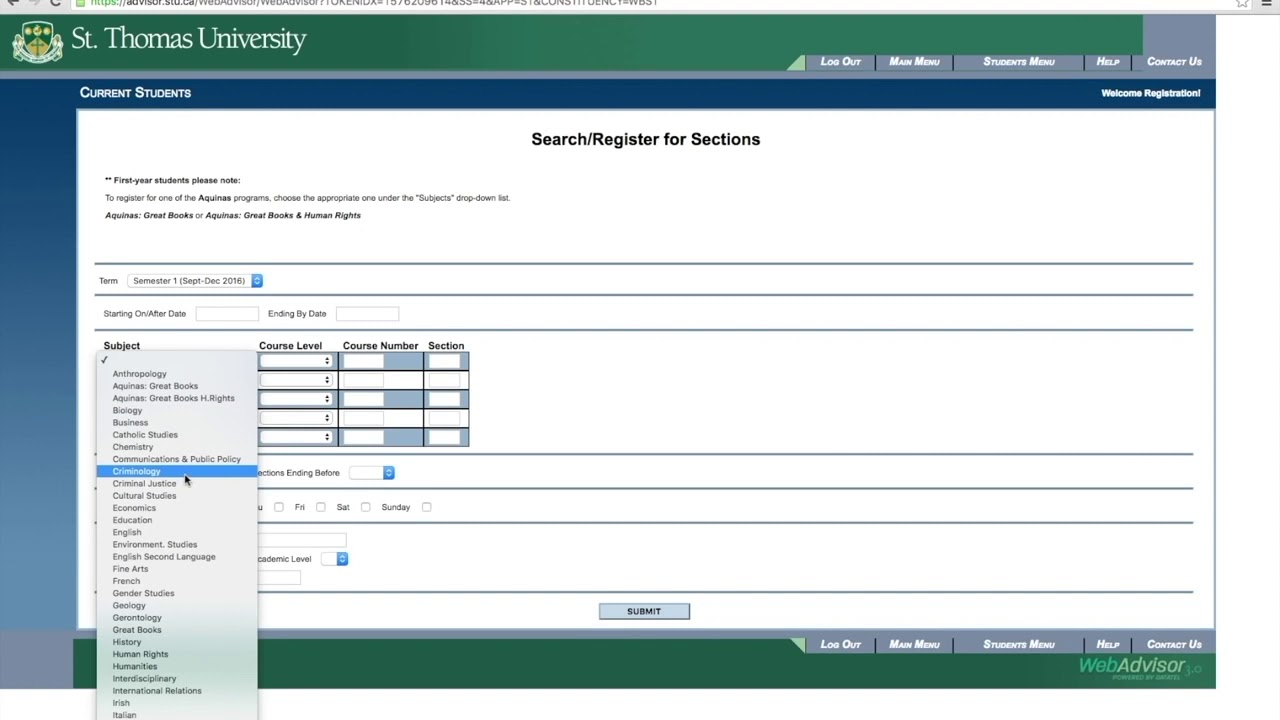 How to Register for First-Year Courses at STU