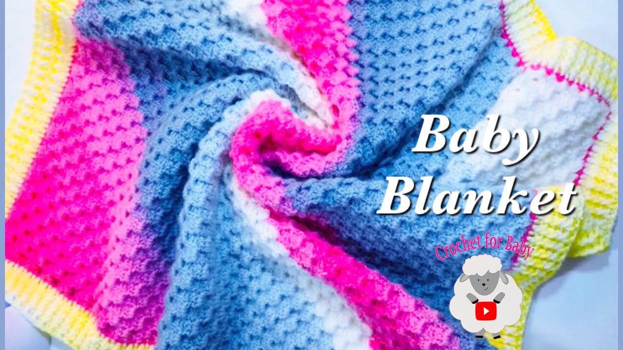 Детское одеяло с кристальными волнами C2C, связанное крючком слева, с каймой — быстро и просто, с...