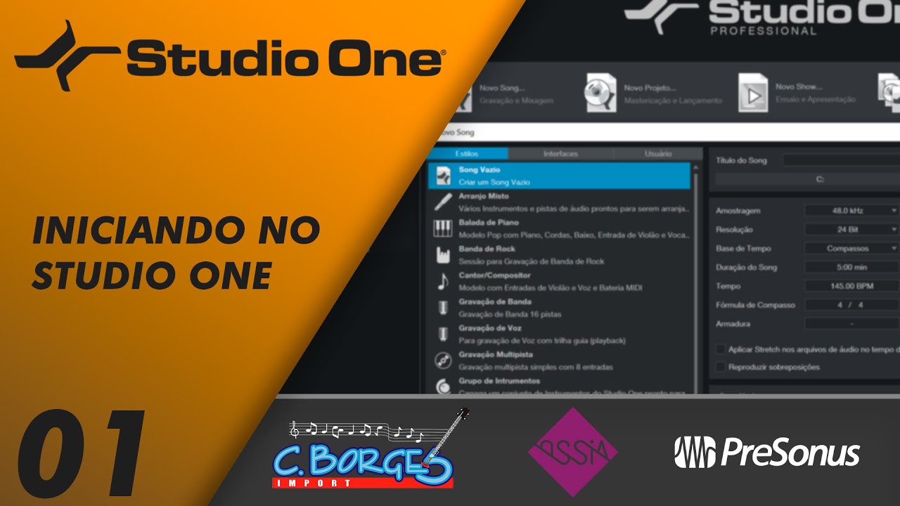 CURSO STUDIO ONE / Aula 1 - Iniciando no Studio One