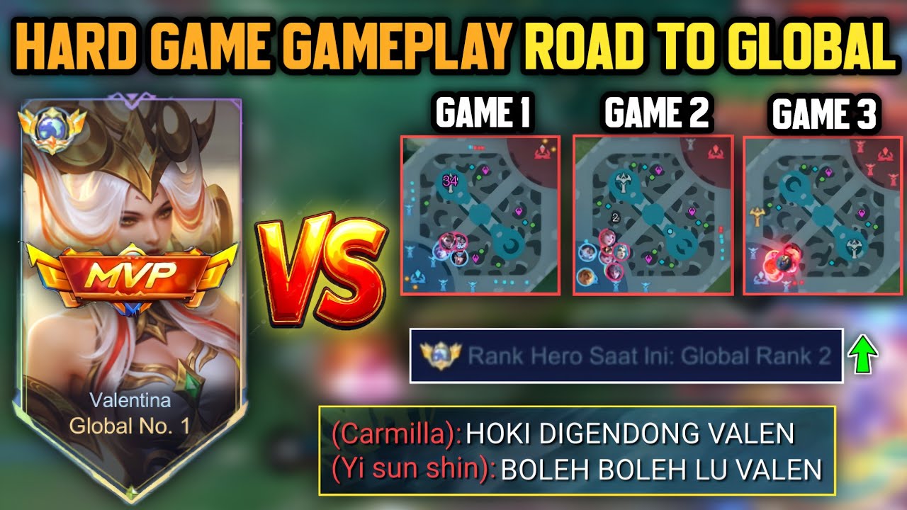 CARA GENDONG PAKE VALENTINA!! AKHIRNYA AKU MEMASUKI GLOBAL 2 VALENTINA!! FULL WAR 3 GAME 🔥