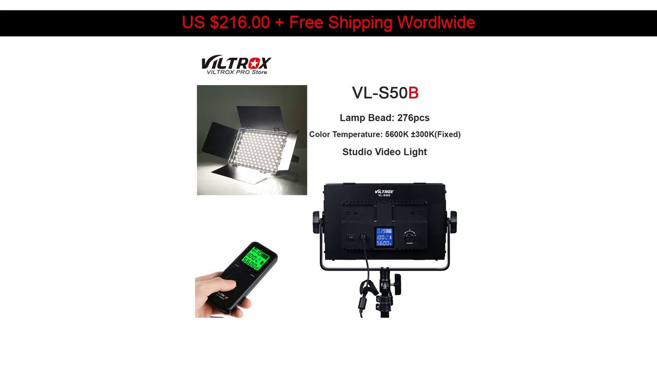 [Wholesale] Viltrox VL-S50B 276 LED Video Light Panel 50W Dimmable 5600K CRI95 w/Wireless Remote Co